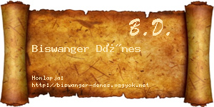 Biswanger Dénes névjegykártya